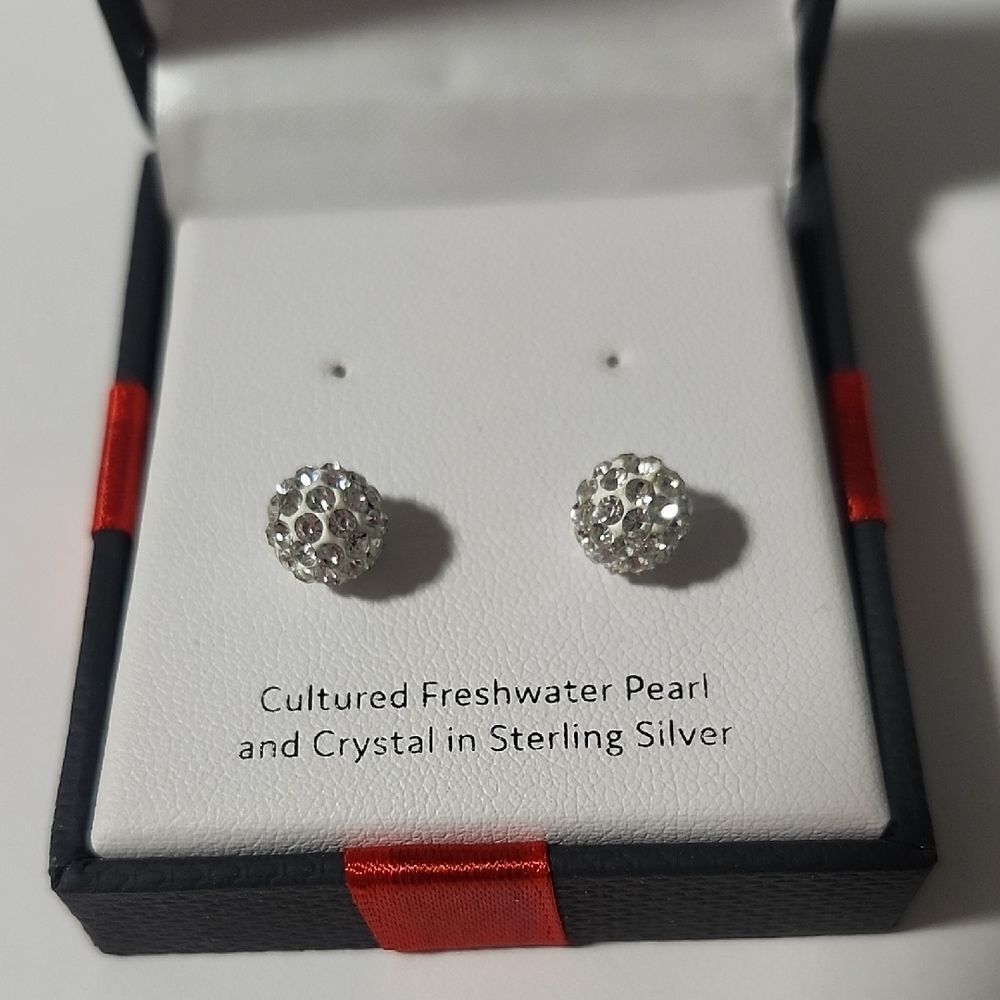 Sterling Silver Crystal Stud Earrings